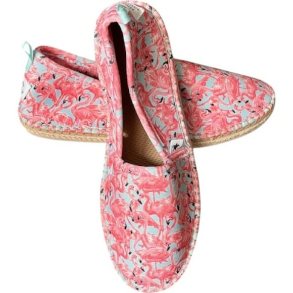 Simply Southern Flamingo Slip-On Espadrilles (Flat) - Pink/Aqua - 9 - Picture 1 of 10